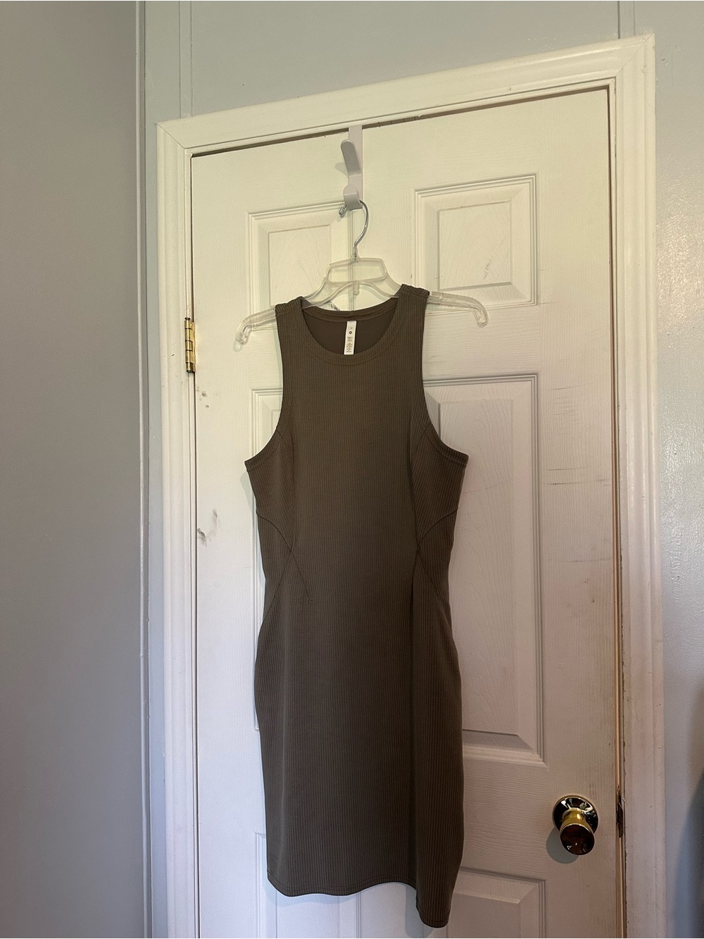 Lululemon Ribbed Softstreme Slim-Fit Tank Mini Dress Nomad Size 10